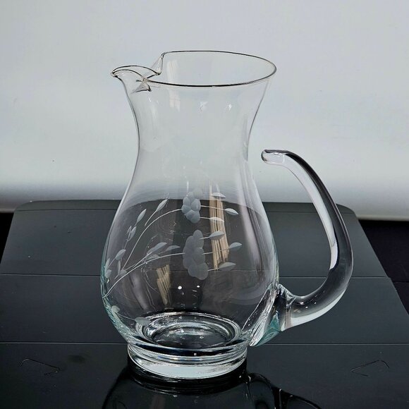 Princess House Heritage Pitcher 6.5" Ice Lip Crystal etched floral vtg romance - Picture 2 of 8